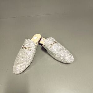 Silver Glitter Horsebit Mules EU Size 41 / US Men's 8-8.5